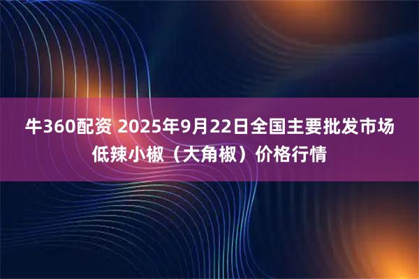牛360配资 2025年9月22日全国主要批发市场低辣小椒（大角椒）价格行情