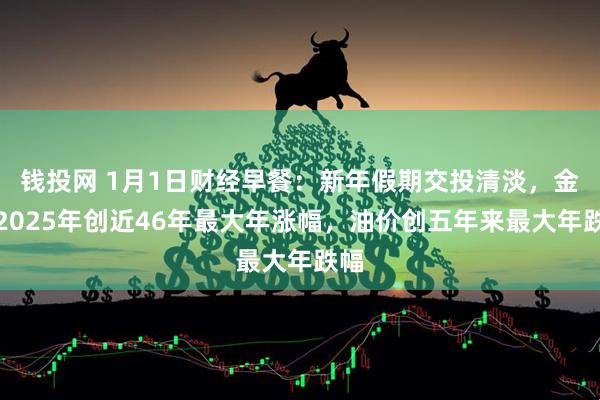 钱投网 1月1日财经早餐：新年假期交投清淡，金价2025年创近46年最大年涨幅，油价创五年来最大年跌幅