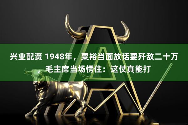 兴业配资 1948年,粟裕当面放话要歼敌二十万,毛主席当场愣住:这仗真能打